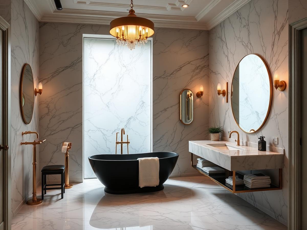 Marble and brass primary bath